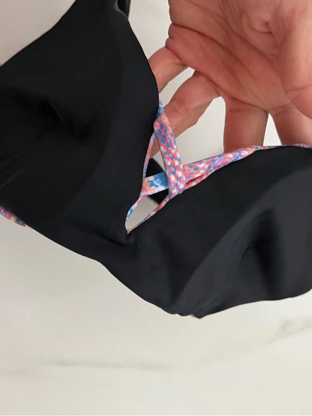 Printed Molded-Cup Bralette - Pink & Blue Padded Medium